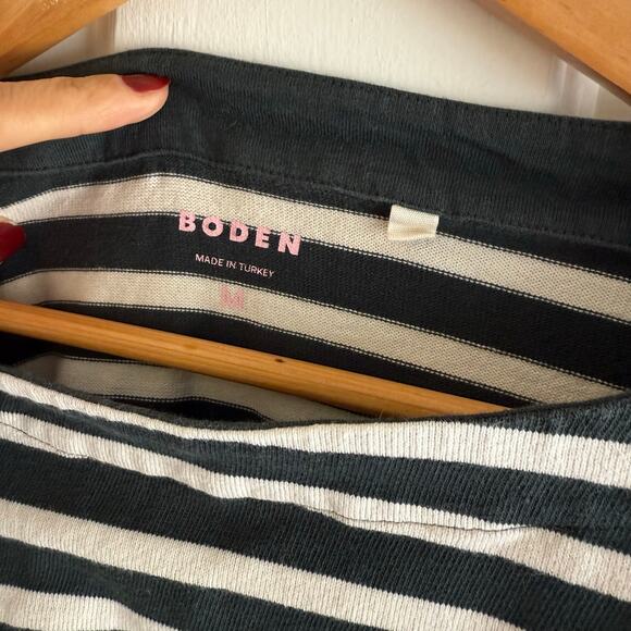 Boden Stripes Green White Button Detail Sweatshirt Size Medium Cotton Relaxed - Picture 5 of 6